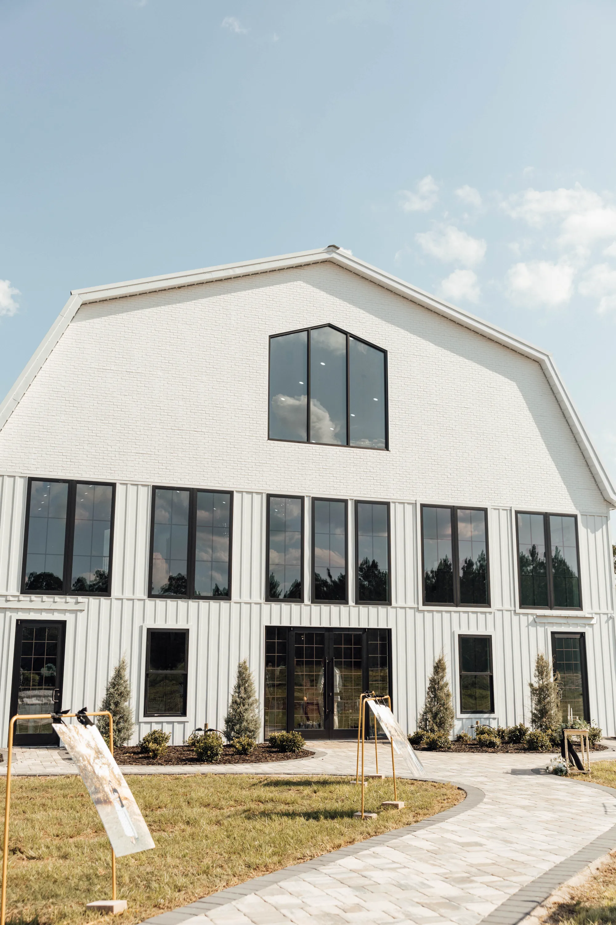 North Rail barn wedding venue exterior with rustic charm and lake views